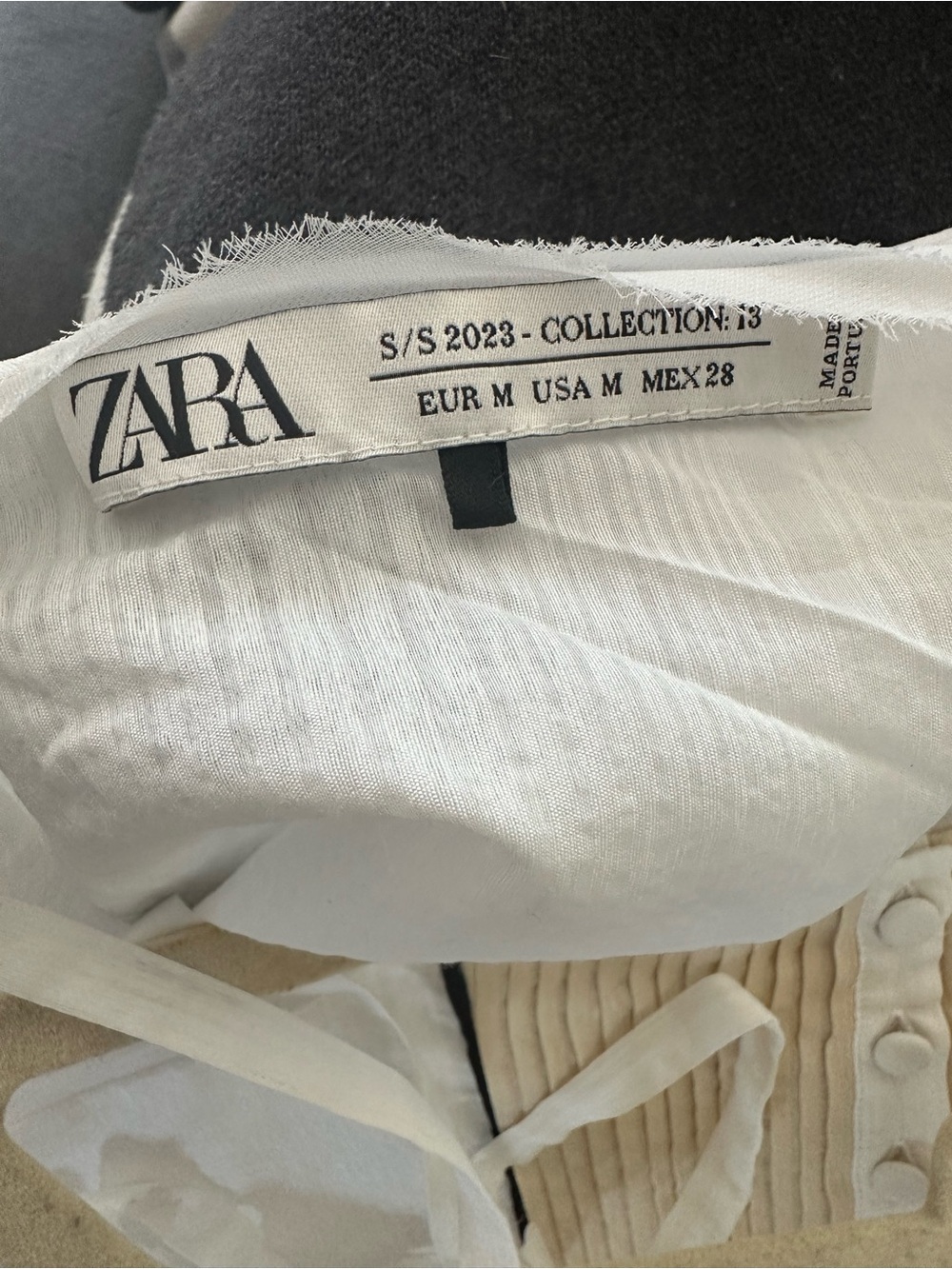 ZARA STUDIO COLLECTION WHITE SPAGHETTI STRAP A-LINE TUXEDO SUMMER BLOUSE SZ M - Picture 9 of 9